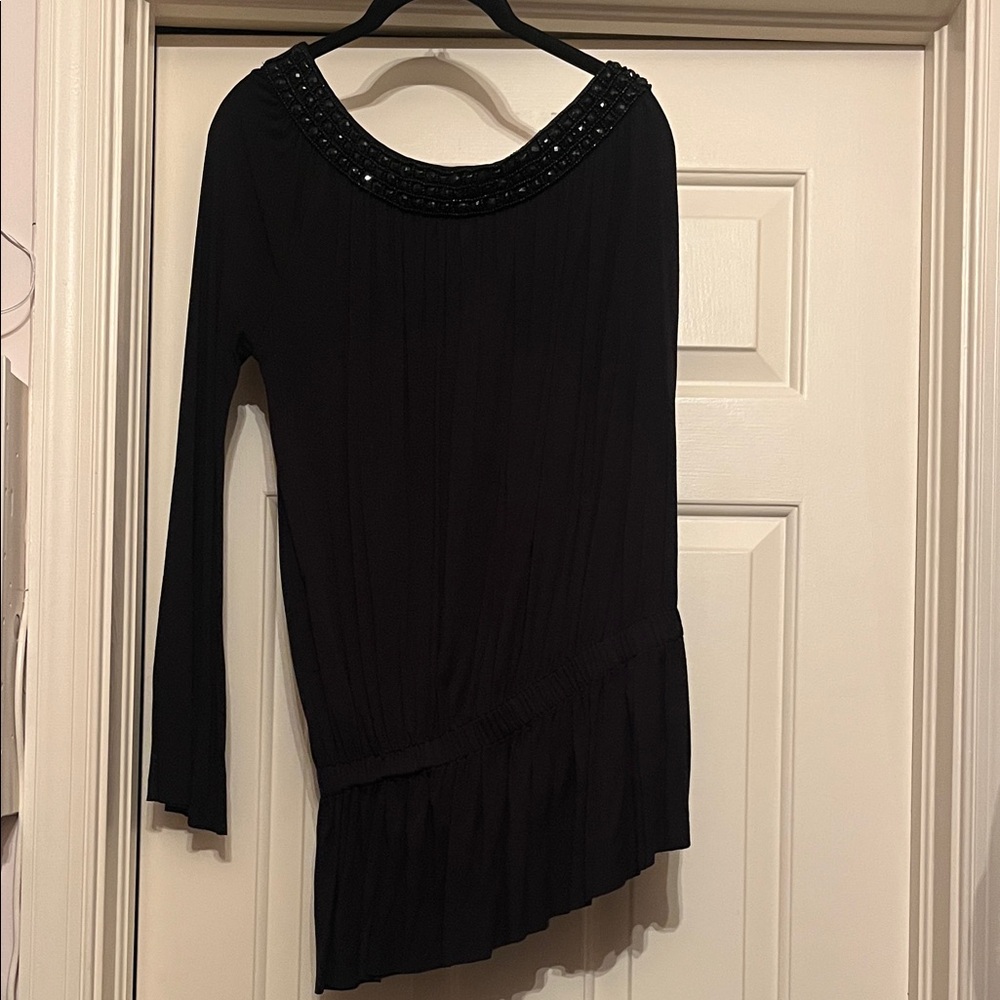 Black Beaded Neckline open shoulder Tunic